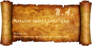 Matula Apollinária névjegykártya